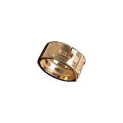 Hermes Kelly Ring 18K Rose Gold 4 Diamonds Band GM