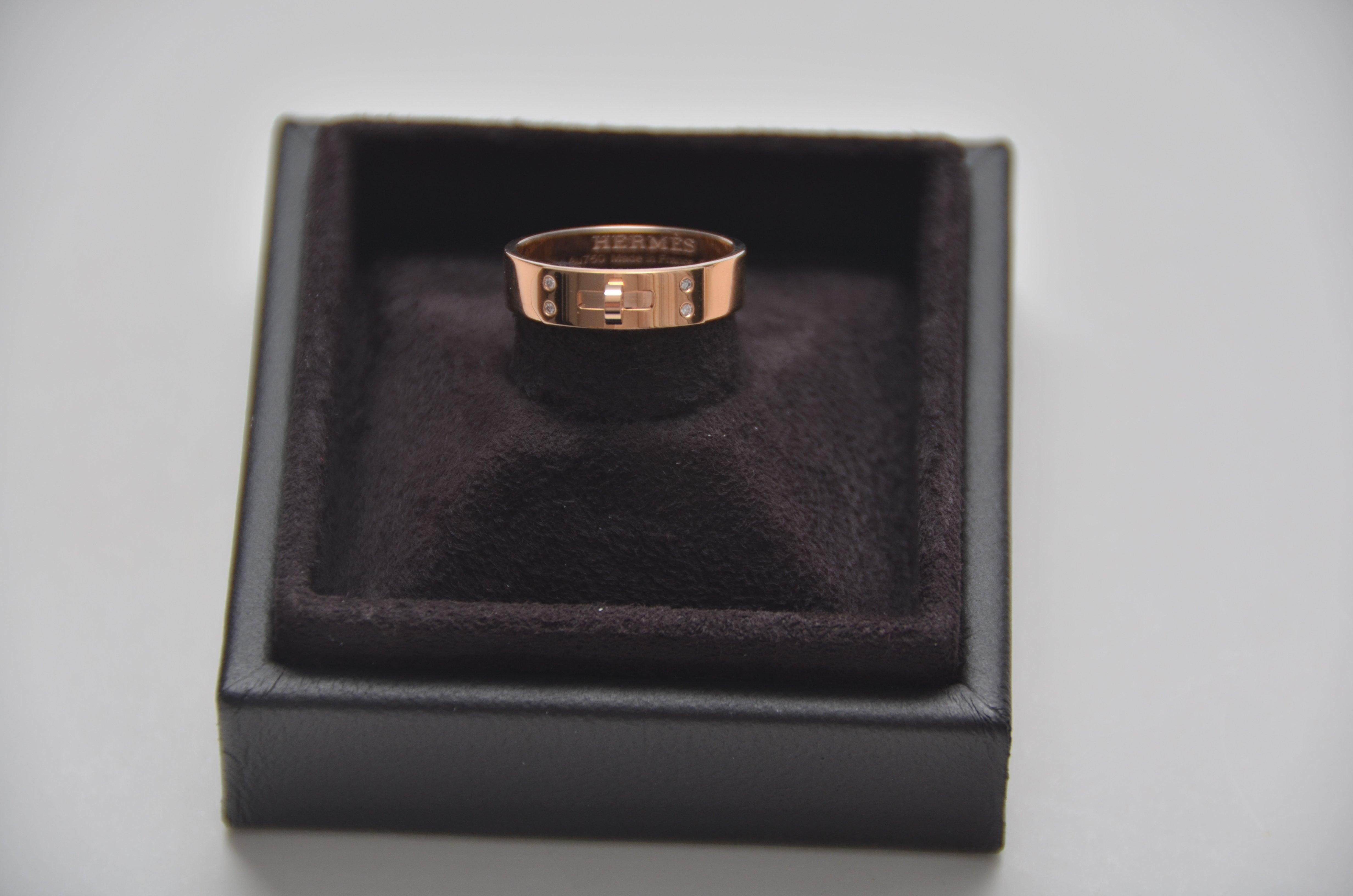 Hermes Kelly Ring Small Model 18K Rose Gold Size 058   NEW For Sale 2
