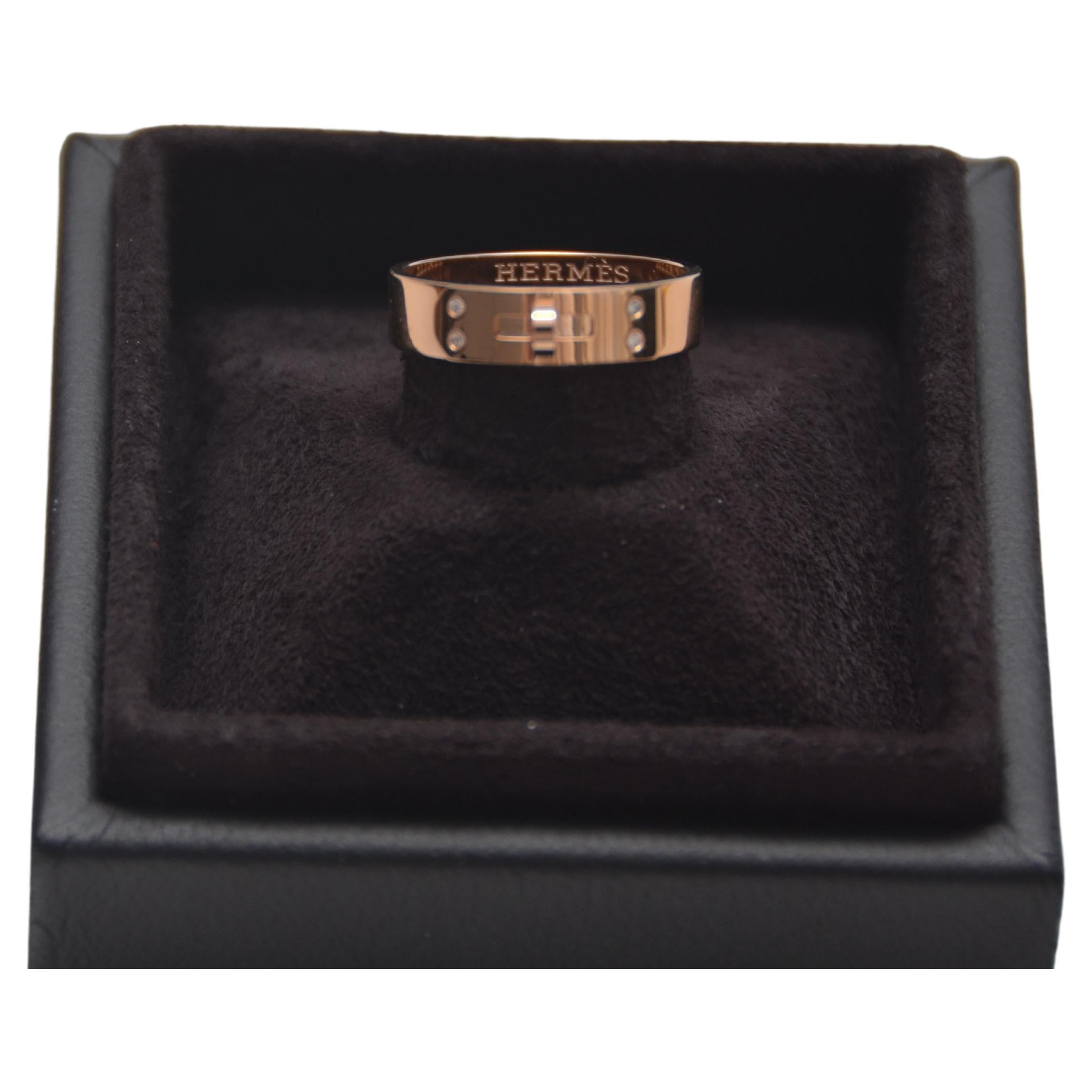 Hermes Kelly Ring Small Model 18K Rose Gold Size 058   NEW For Sale