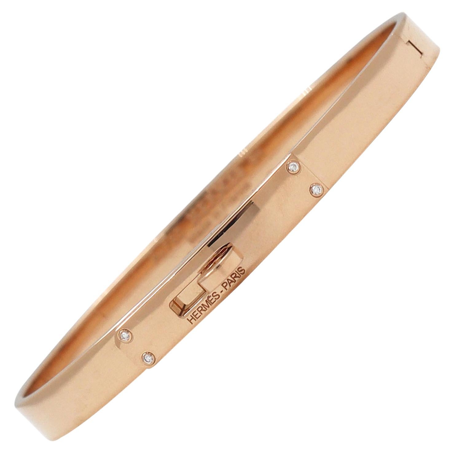 Hermès Kelly Rose Gold Diamond Bracelet, Small Model