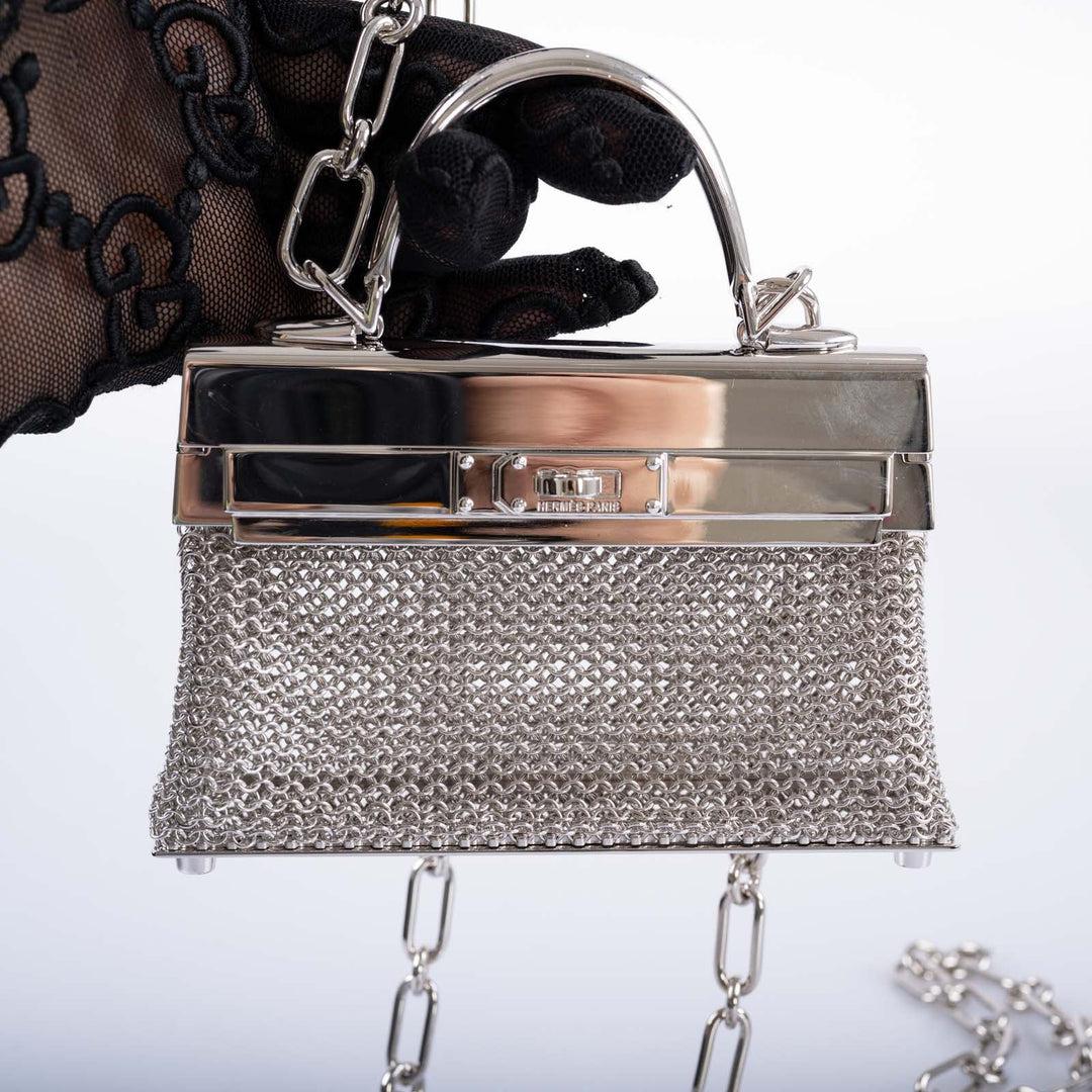 Hermès Kelly Sac Bijou Chaine en A Silver en vente 12