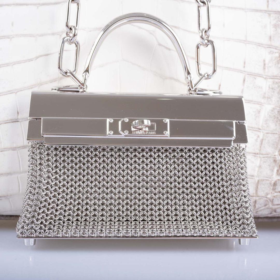 Hermès Kelly Sac Bijou Chaine in Sterling Silver Bag For Sale at