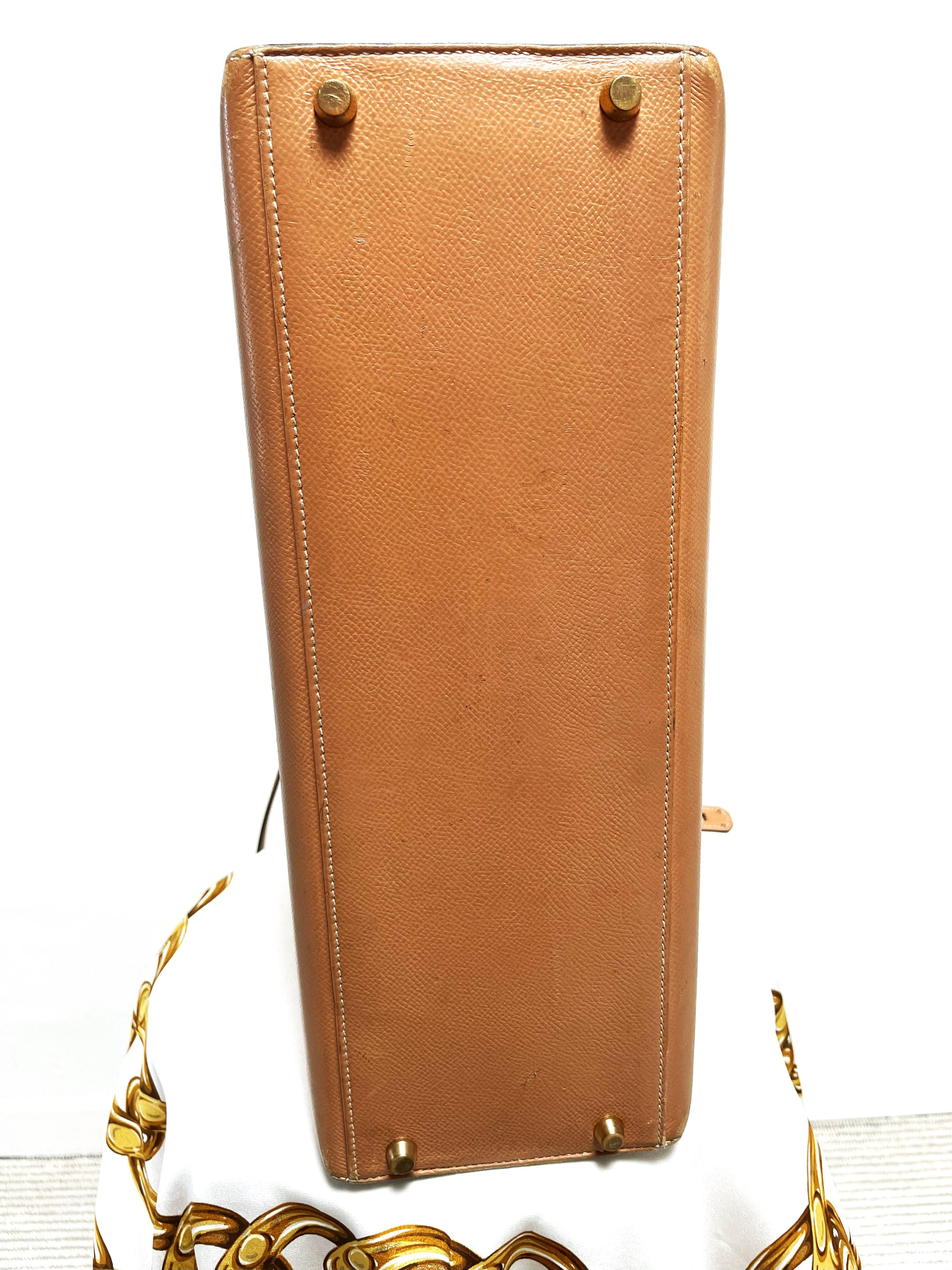 HERMÉS KELLY Bolso Sellier 2 sentidos 35 cm Courchevel dorado cuero, sello B /1998 en venta 6