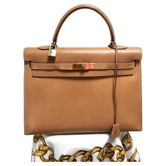 HERMÉS KELLY Sellier 2 way bag 35 cm gold Courchevel leather, stamp B /1998