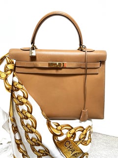 HERMÉS KELLY Sellier 2-Wege-Tasche 35 cm Gold Courchevel Leder, Stempel B /1998