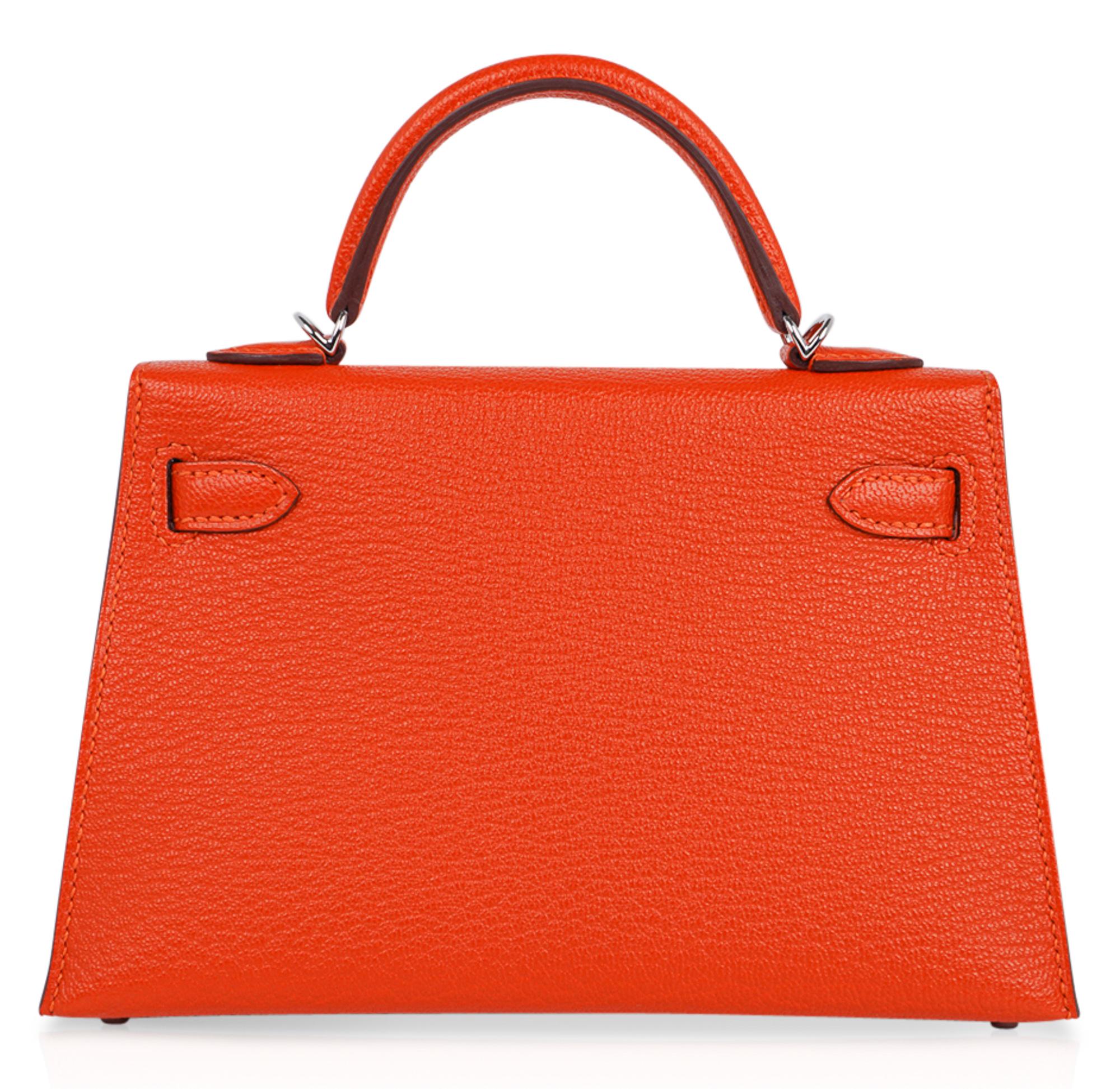 Hermes Kelly Mini Sellier 20 Bag Orange Feu / Rose Eglantine Chevre Bi-Color 3