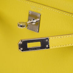 Hermes Kelly Sellier 20 Mini Bag Lime Chevre Leather Palladium Hardware