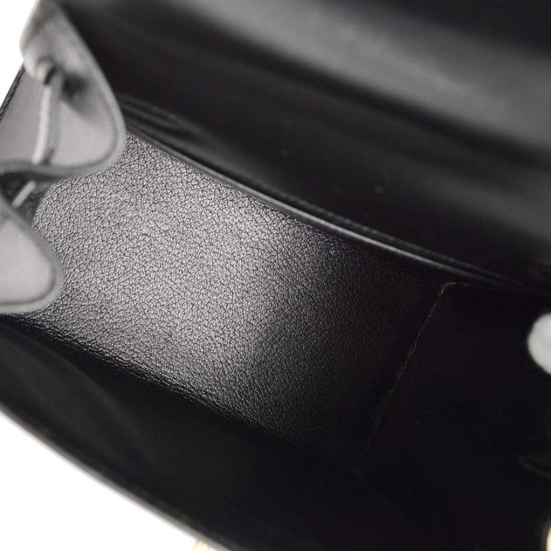 HERMES Kelly Sellier 20 Pelle Nera Oro  Mini borsa da sera con manico superiore 1
