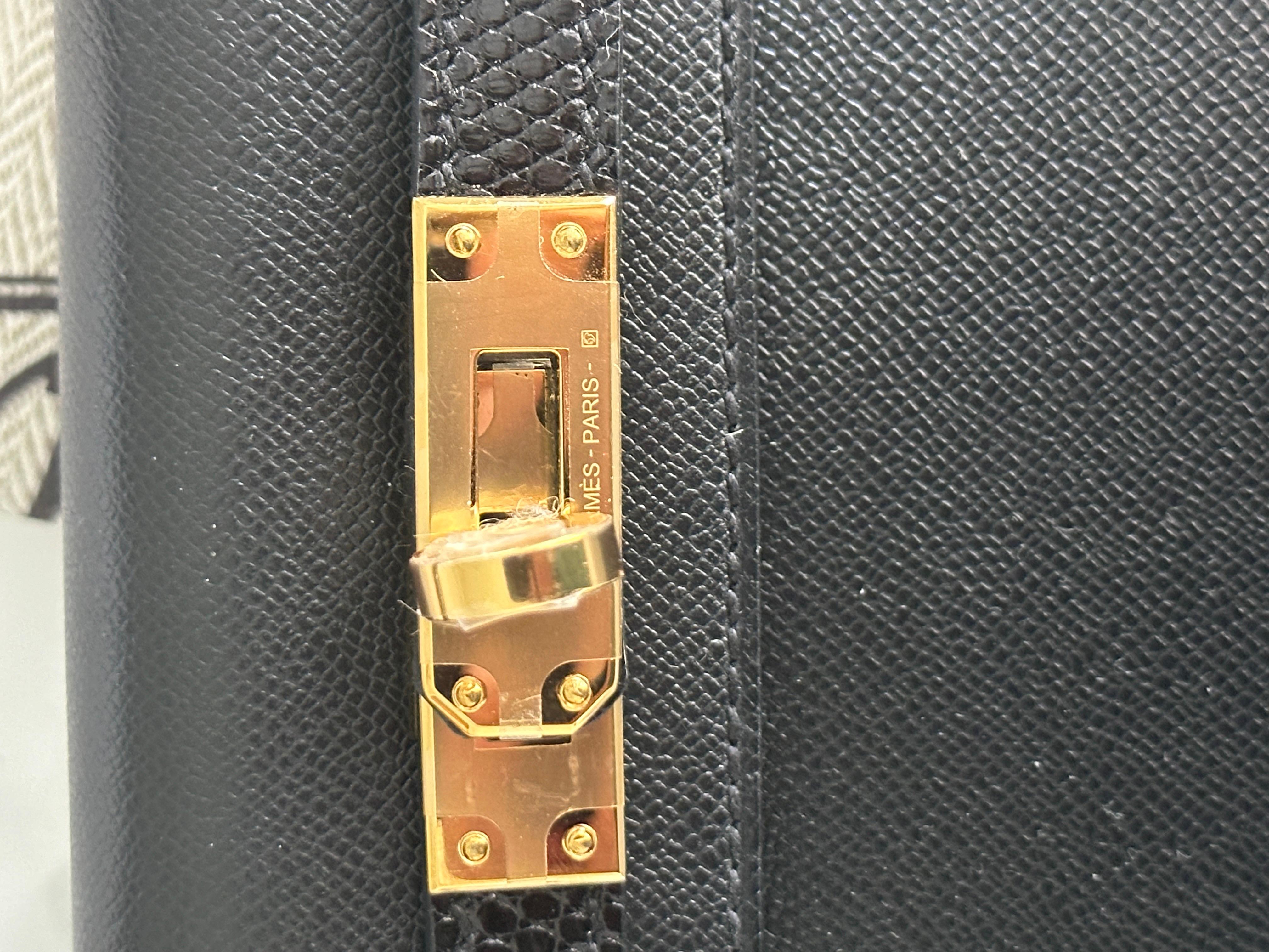 Hermes Kelly Sellier 20 Black Lizard Touch Gold Hardware 4