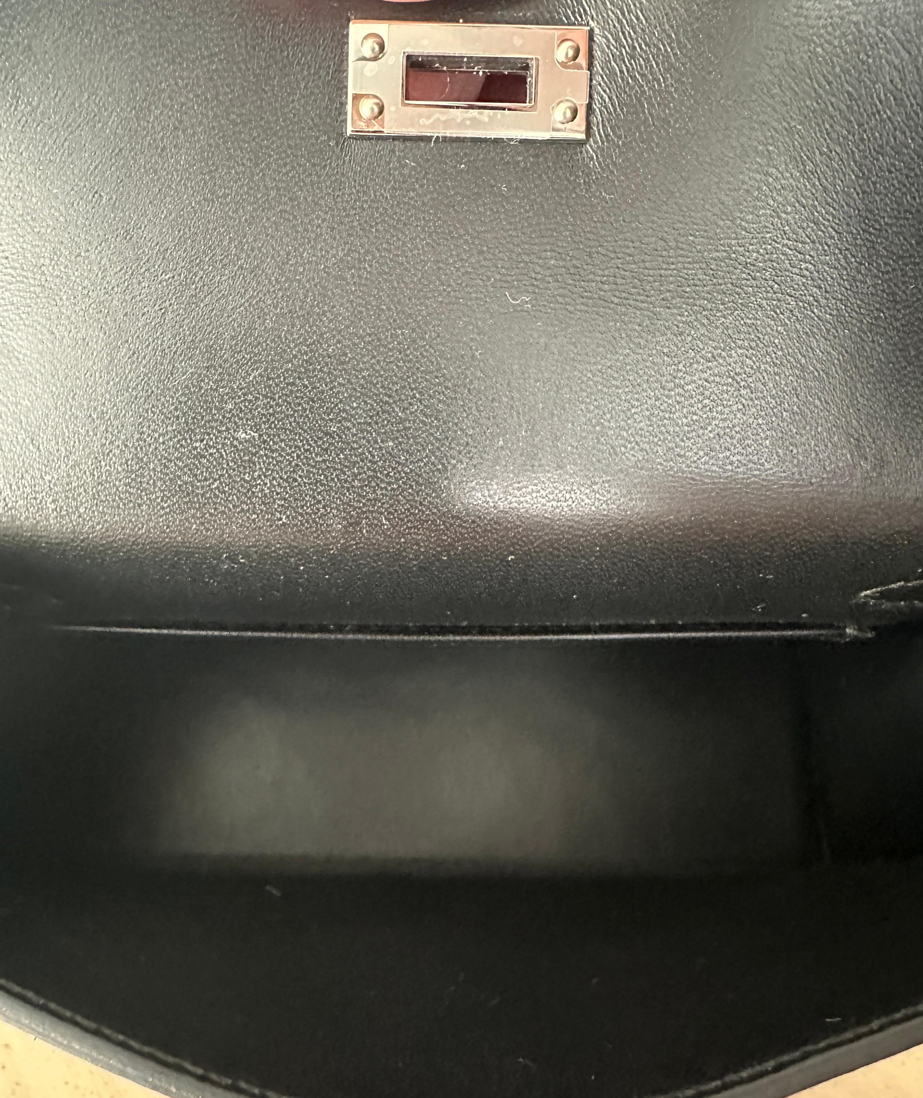 Hermes Kelly Sellier 20 Black Ostrich Palladium Hardware 7