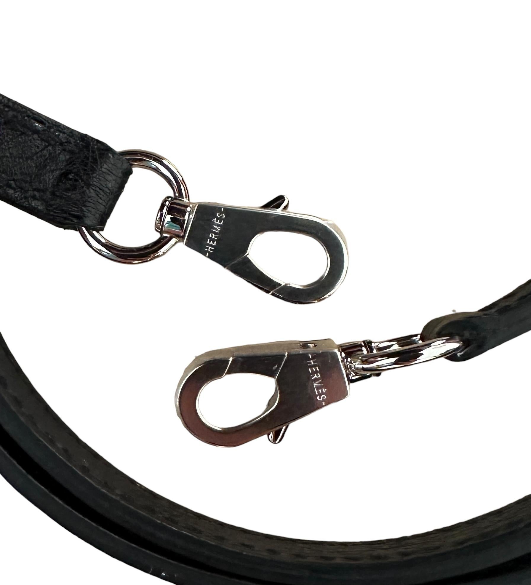 Hermes Kelly Sellier 20 Black Ostrich Palladium Hardware 5