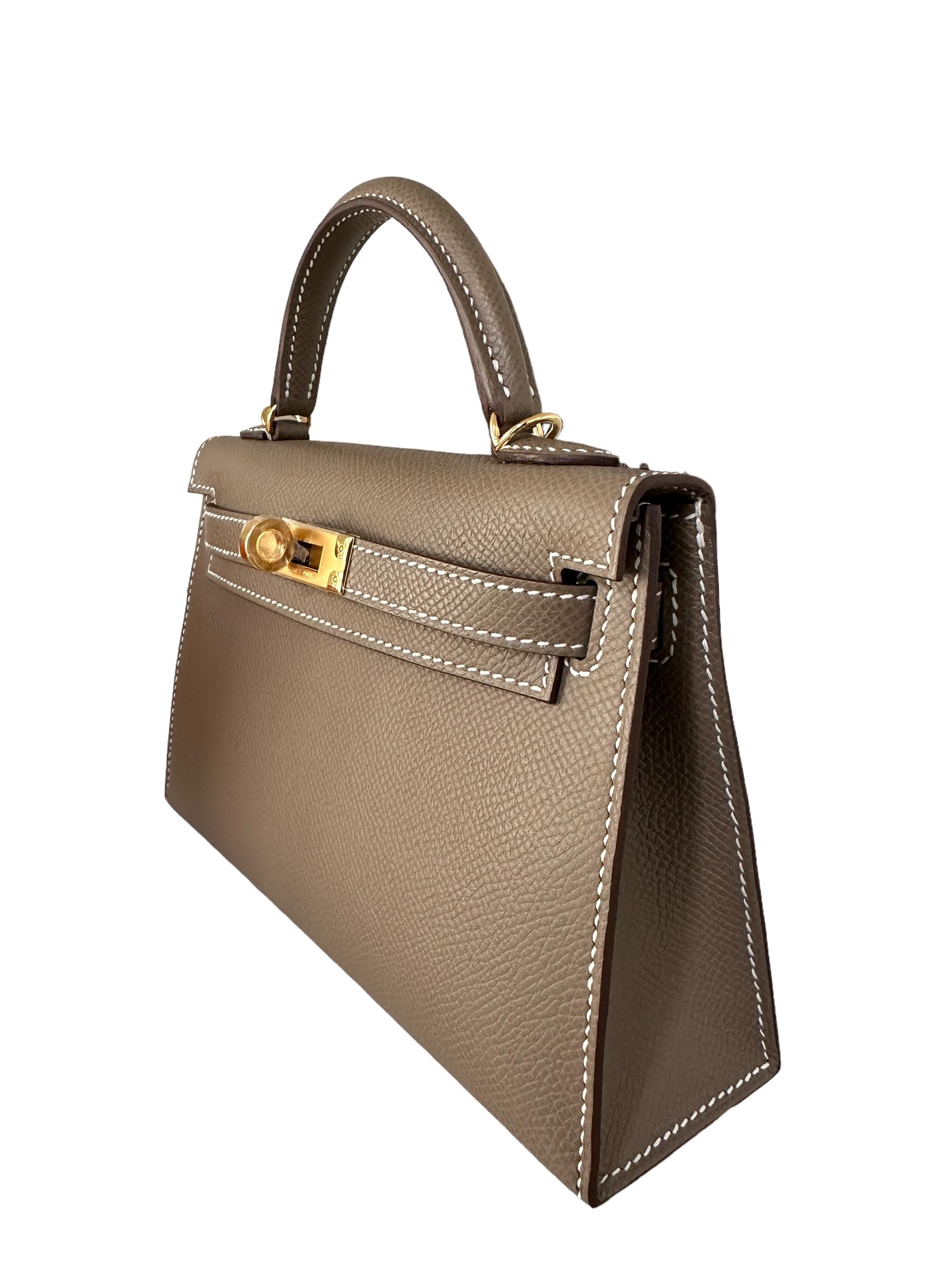 Hermes Kelly Sellier 20 Etoupe Gold Hardware Bag For Sale 2