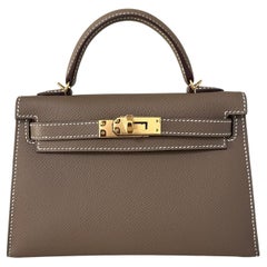 Hermes Kelly Sellier 20 Etoupe Gold Hardware Tasche