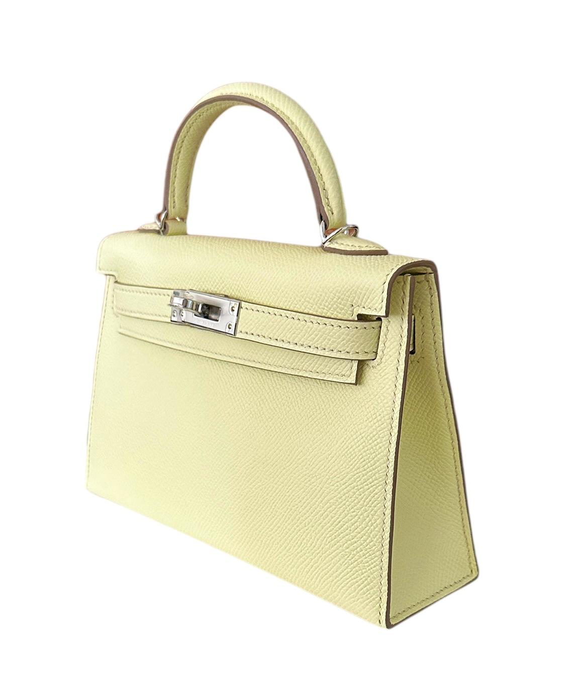 Women's or Men's Hermes Kelly Sellier 20 Jaune Milton Palladium Hardware