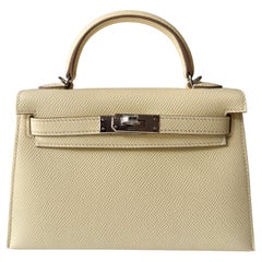 Used Hermes Kelly Sellier 20 Jaune Milton Palladium Hardware