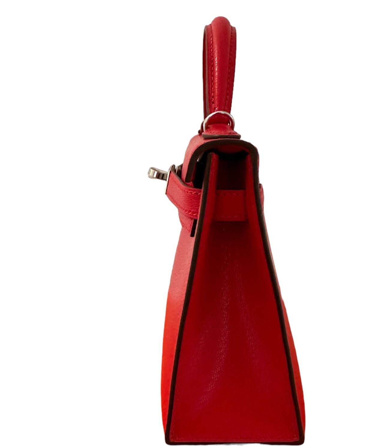 Hermes Kelly Sellier 20 Mini Rouge de Coeur Bag Chevre Leather B Stamp 1