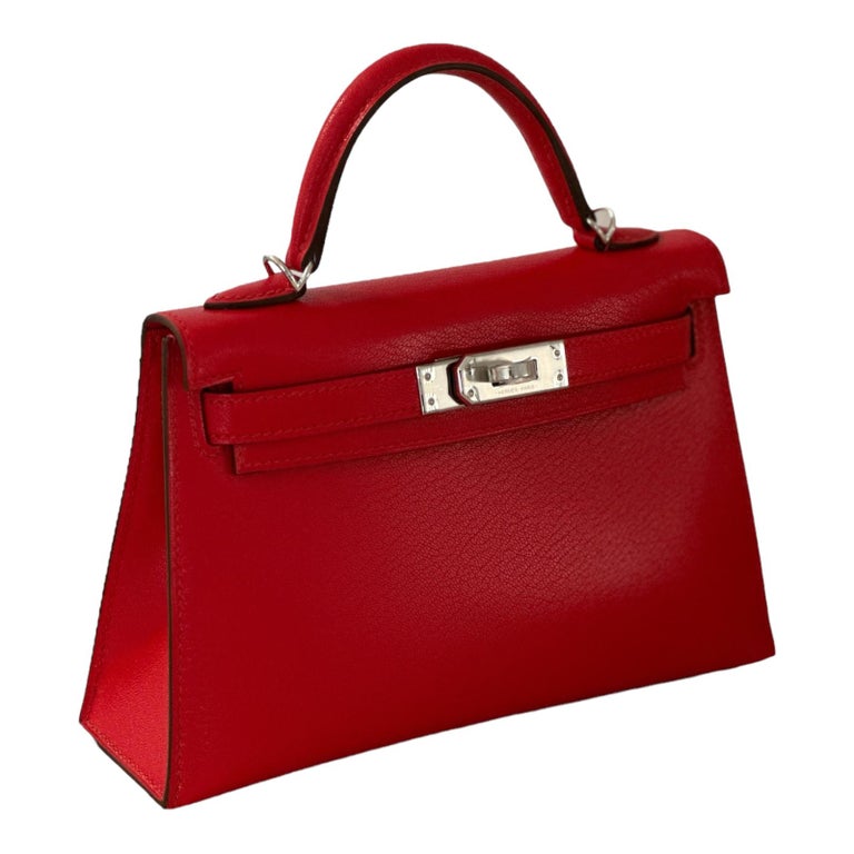 Hermes Kelly Sellier 20 Mini Rouge de Coeur Bag Chevre Leather B Stamp