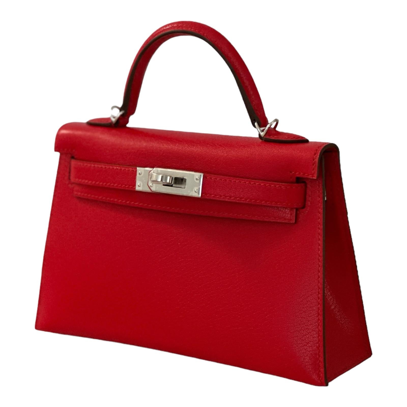 Hermes Kelly Sellier 20 Mini Rouge de Coeur Bag Chevre Leather B Stamp 3