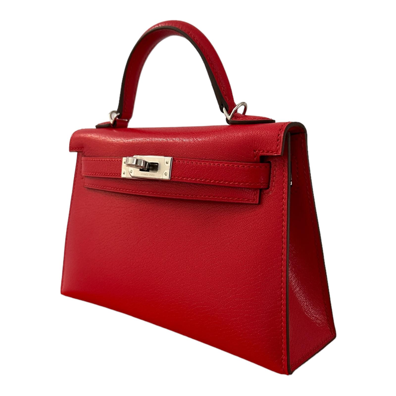 Hermes Kelly Sellier 20 Mini Rouge de Coeur Bag Chevre Leather B Stamp 4
