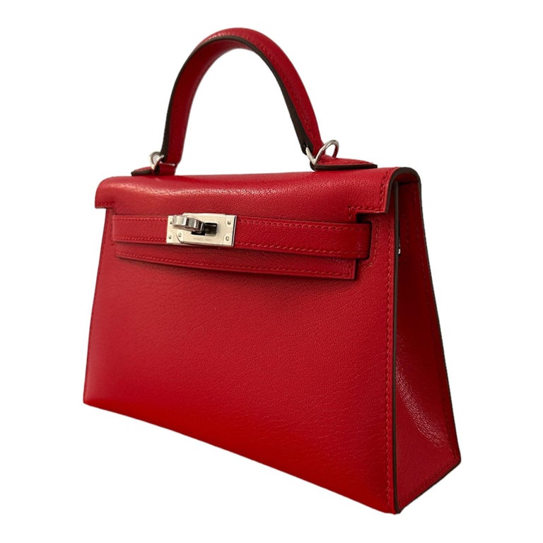 Hermes Kelly Sellier 20 Mini Rouge de Coeur Bag Chevre Leather B Stamp For  Sale at 1stDibs