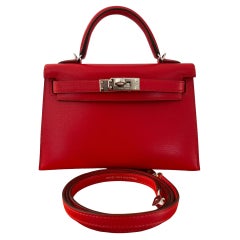 Hermes Kelly Sellier 20 Mini Rouge de Coeur Bag Chevre Leather B Stamp