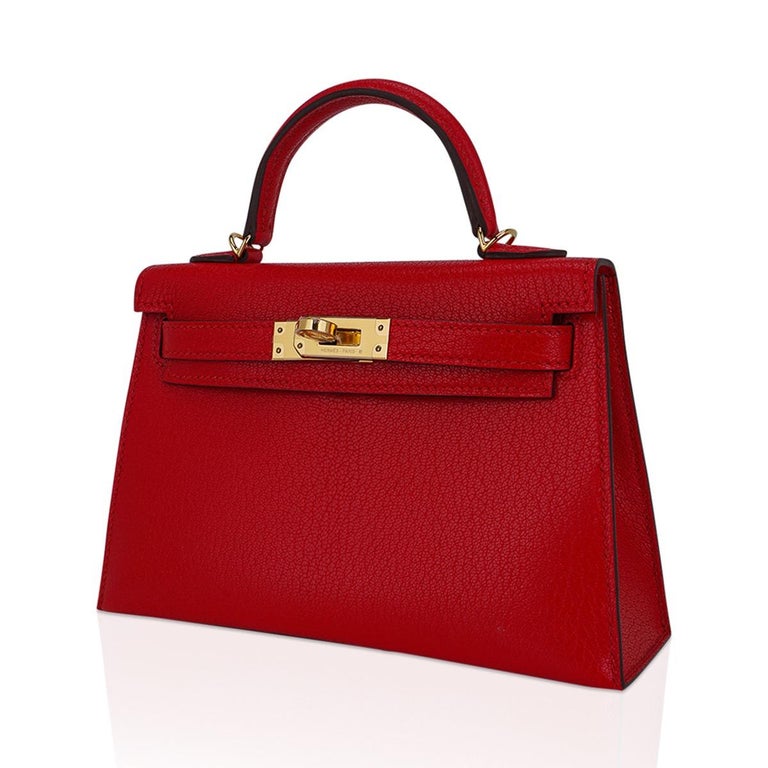 Hermes Kelly Sellier 20 Mini Rouge de Coeur Bag Chevre Leather B Stamp For  Sale at 1stDibs