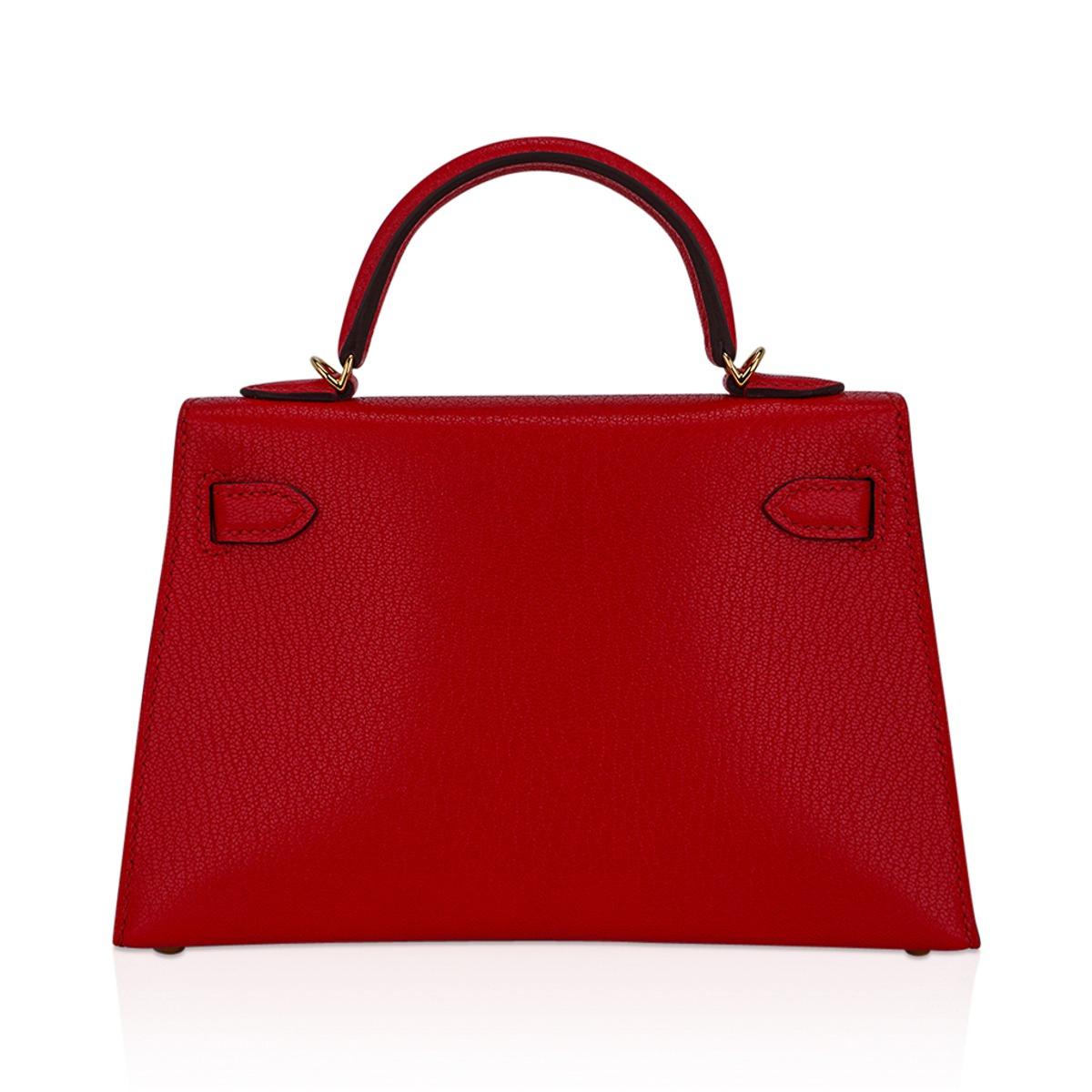 Hermes Kelly Sellier 20 Mini Rouge de Coeur Bag Gold Hardware Leather  2