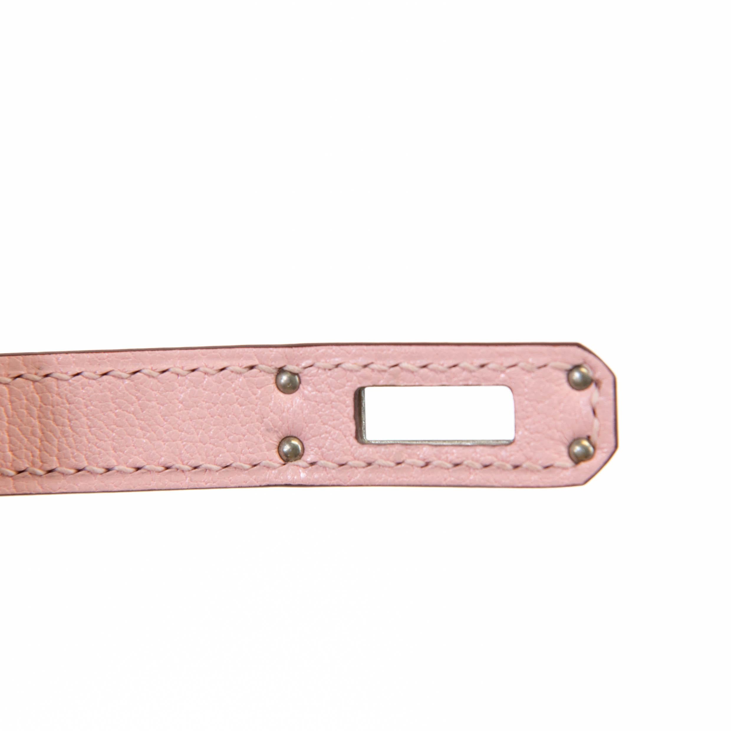 Hermes Kelly Sellier 20 Rose Sakura Chevre Leather Palladium Hardware For Sale 8