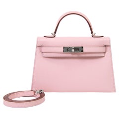 Hermes Kelly Sellier 20 Rose Sakura Chevre Leather Palladium Hardware