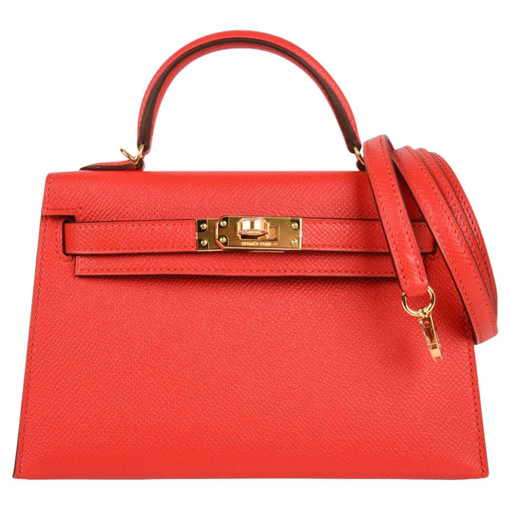 Hermes Kelly Sellier 20 Rouge Tomate Epsom Leather Gold Hardware New w/Box