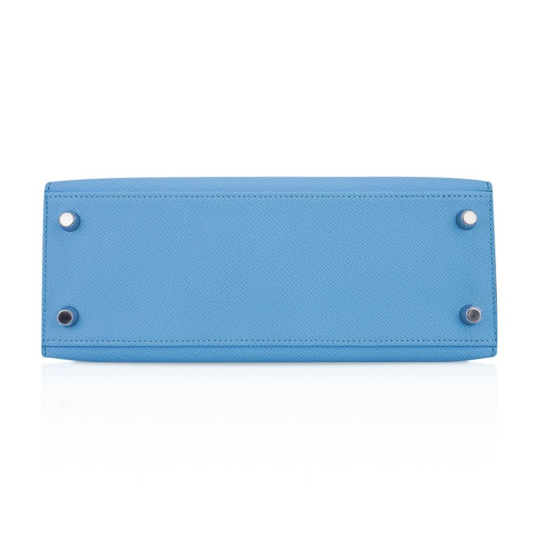 Hermes Kelly 25 Sellier Bleu du Nord Epsom Palladium Hardware #D