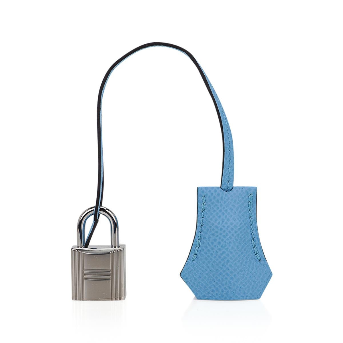 Hermes Kelly Sellier 25 Bag Blue Celeste Palladium Epsom Leather 3