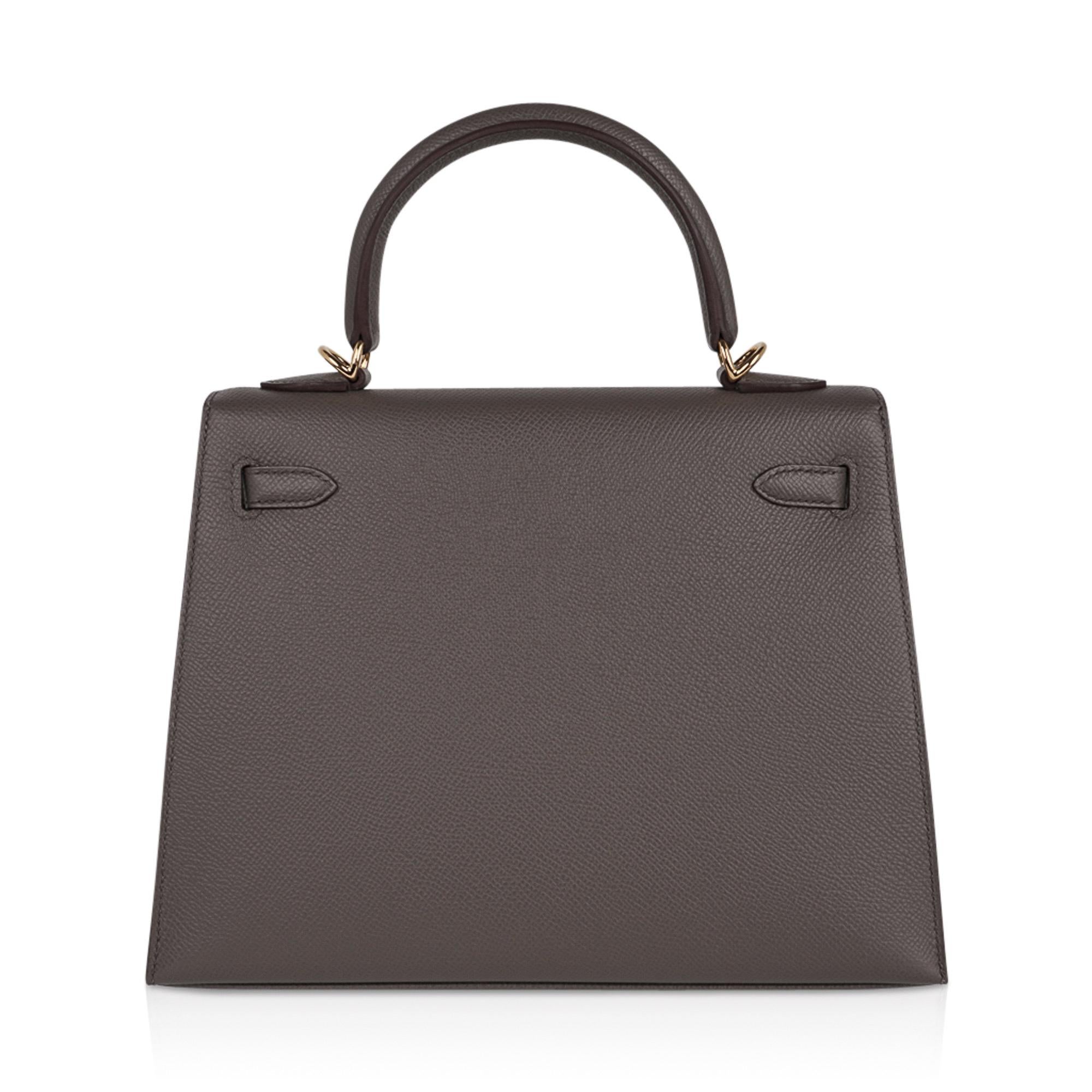 Hermes Kelly Sellier 25 Bag Etain Gold Hardware Epsom Leather New 3