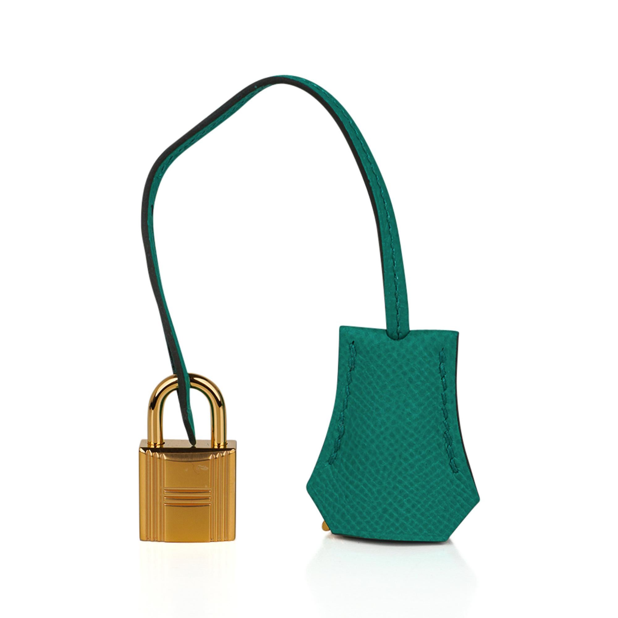 Sac Hermes Kelly Sellier 25 Jade Epsom Gold Hardware en vente 2