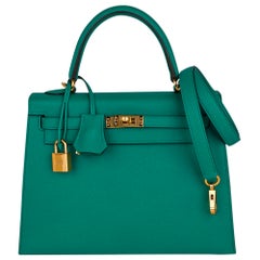 Hermes Kelly Sellier 25 Bag Jade Epsom Gold Hardware