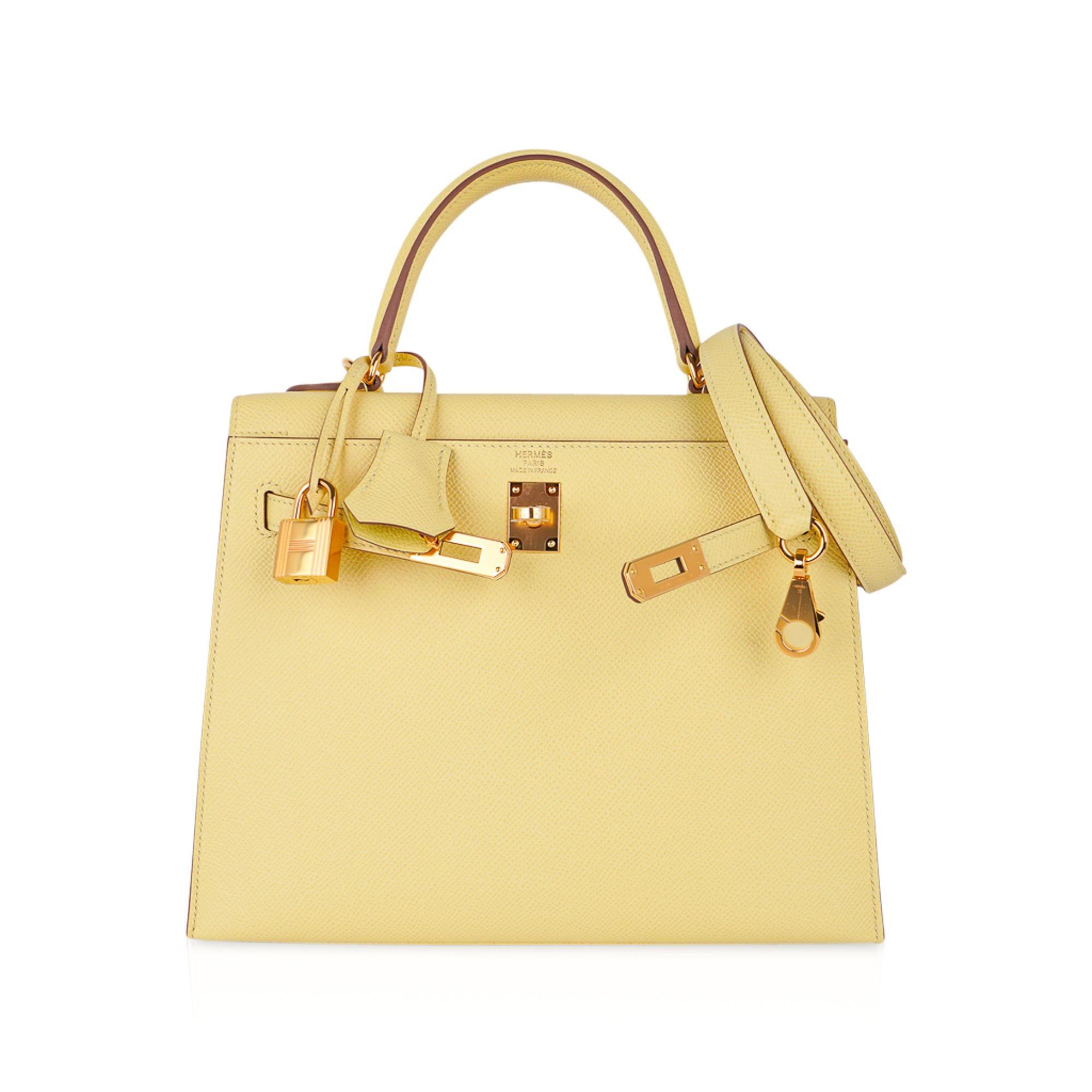Hermes Kelly Sellier 25 Bag Jaune Poussin Gold Hardware Epsom Leather 4