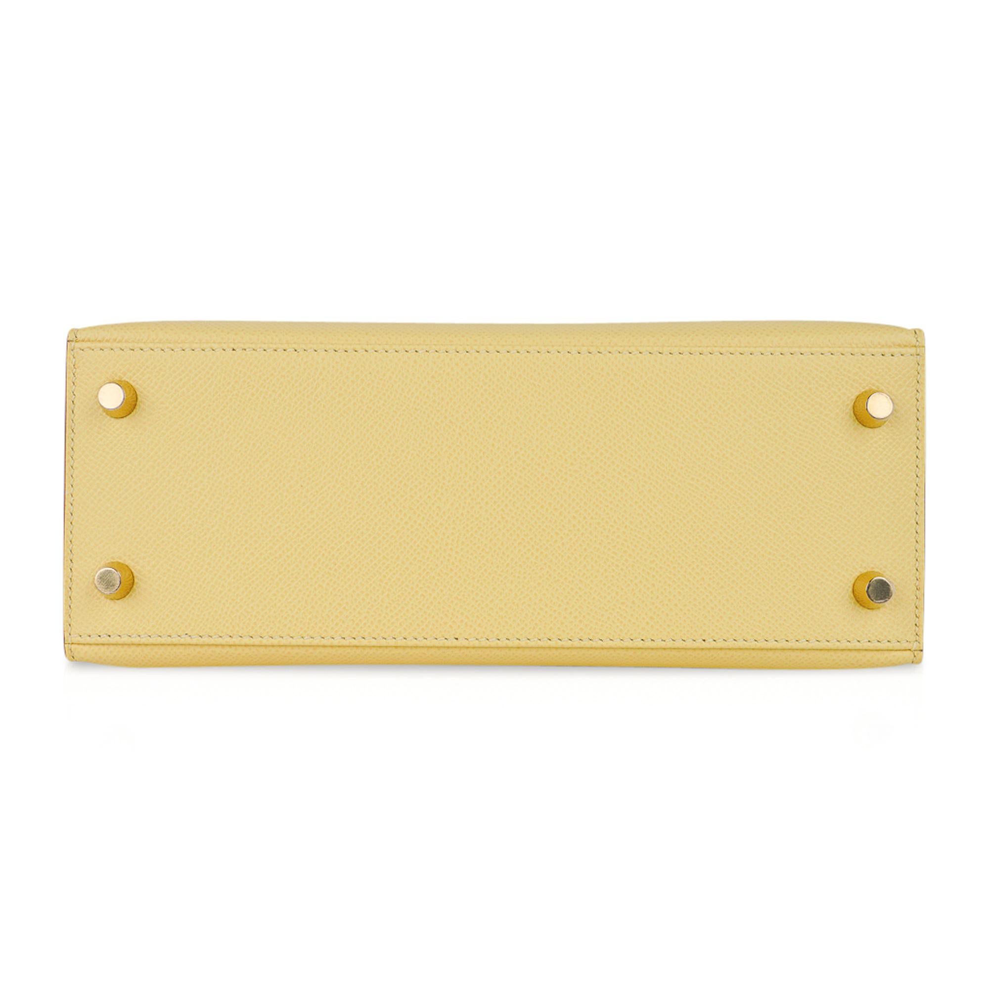 Hermes Kelly Sellier 25 Bag Jaune Poussin Gold Hardware Epsom Leather   8