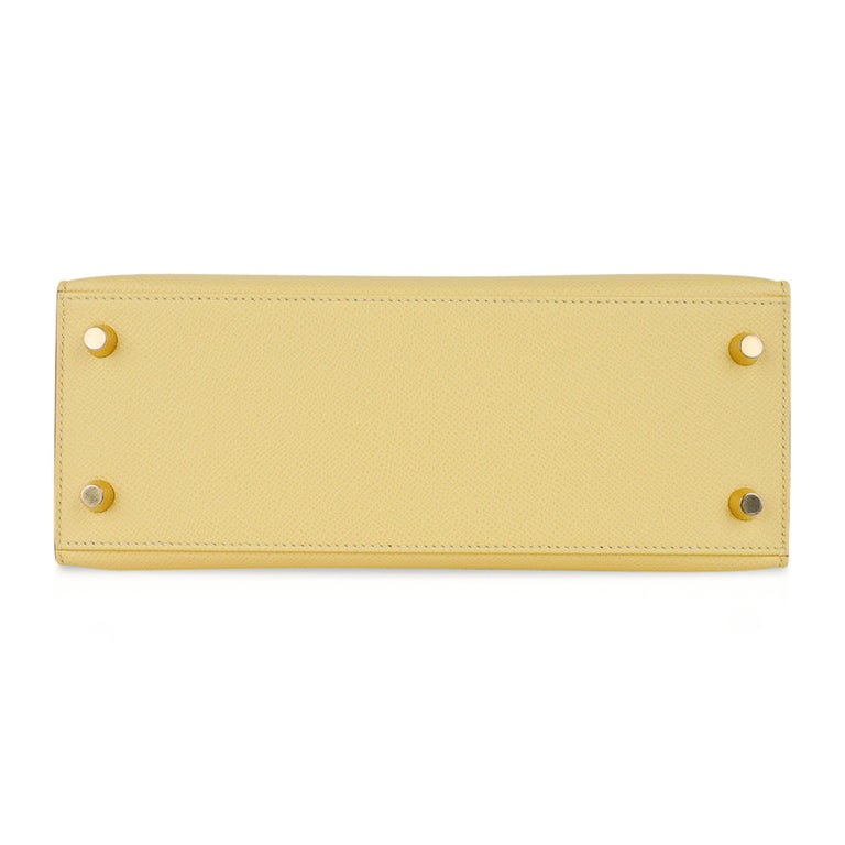 Hermes Kelly Sellier 25 Bag Jaune Poussin Gold Hardware Epsom Leather ...