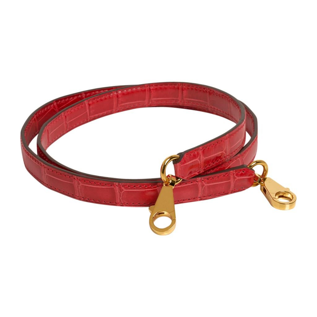 Hermes Kelly Sellier 25 Bag Rouge de Coeur Alligator Gold Hardware 2