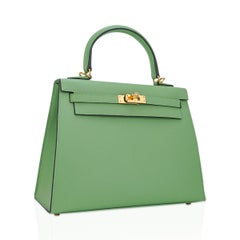 Hermes Kelly Sellier 25 Vert Criquet Bag Epsom Leather Gold Hardware