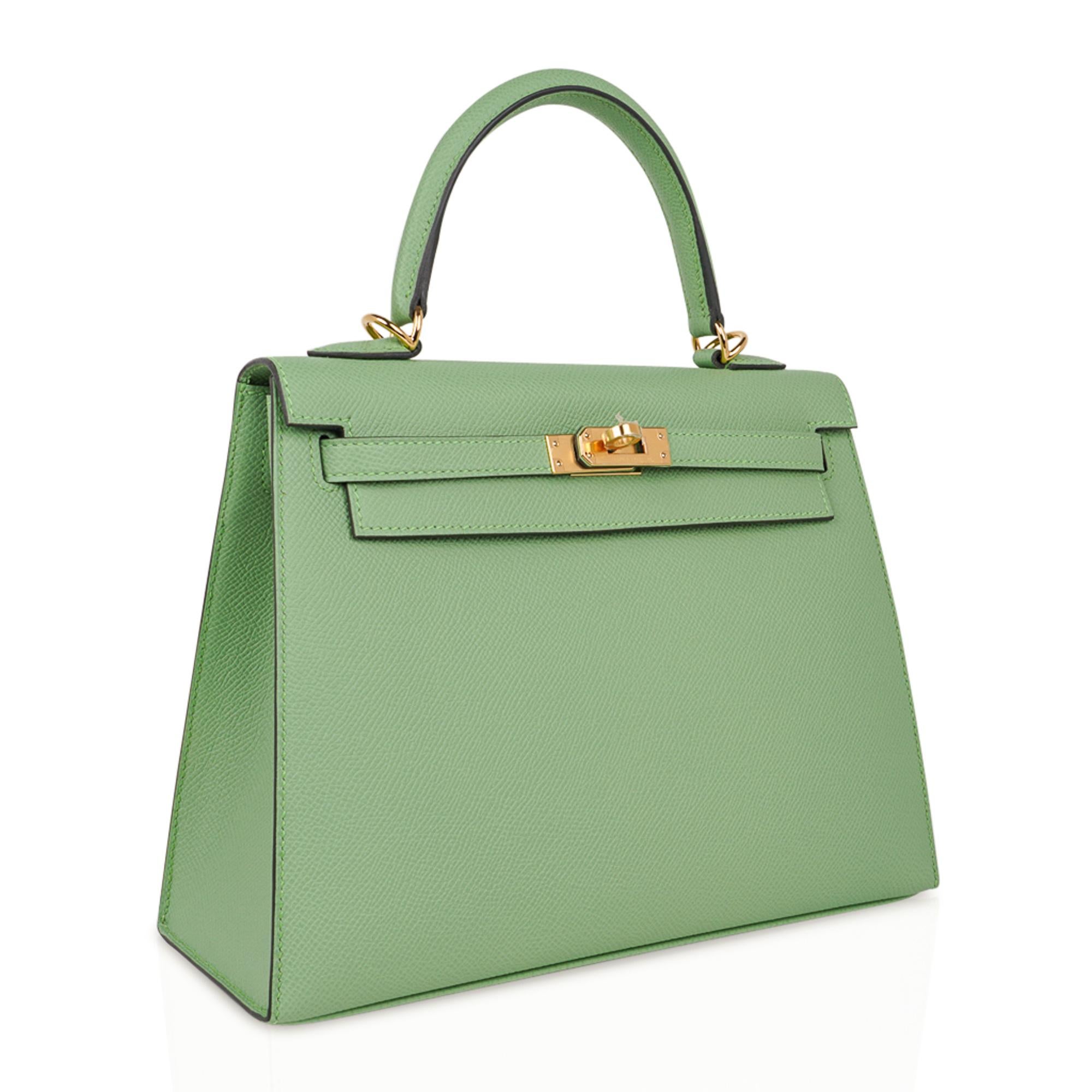 Hermes Kelly Sellier 25 Sac Vert Criquet Epsom Leather Gold Hardware 1