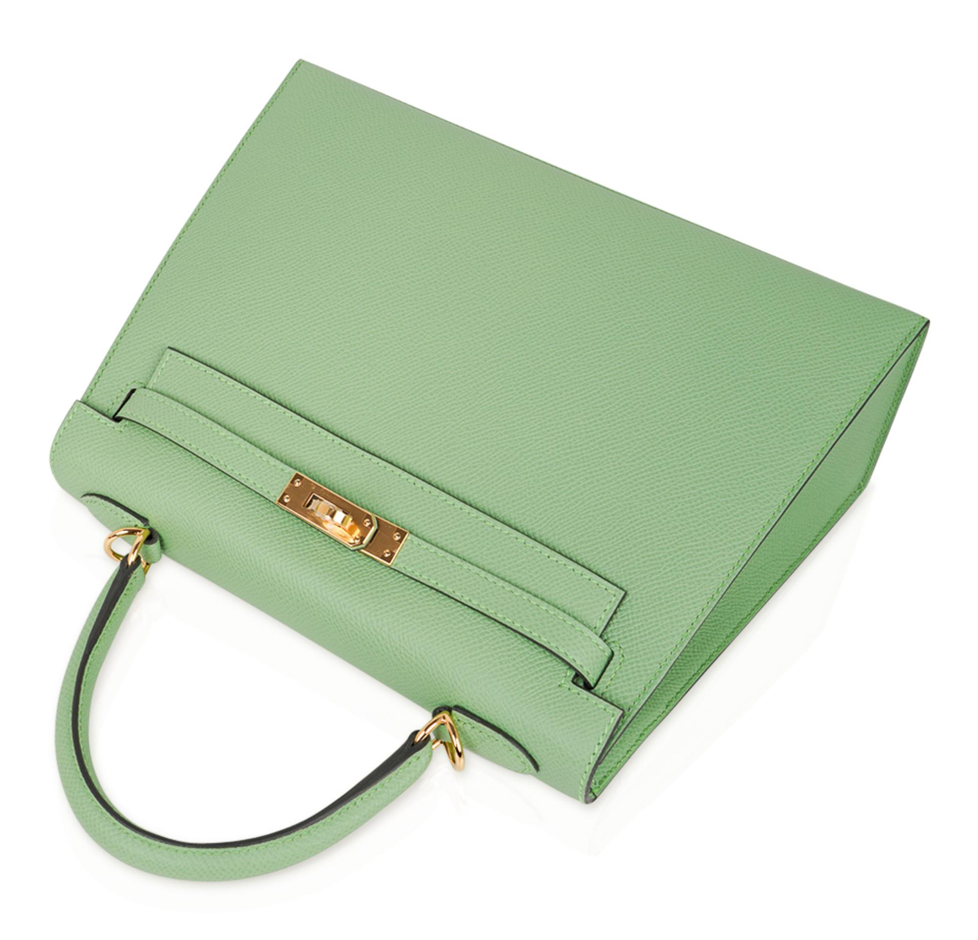 Hermes Kelly Sellier 25 Sac Vert Criquet Epsom Leather Gold Hardware 2