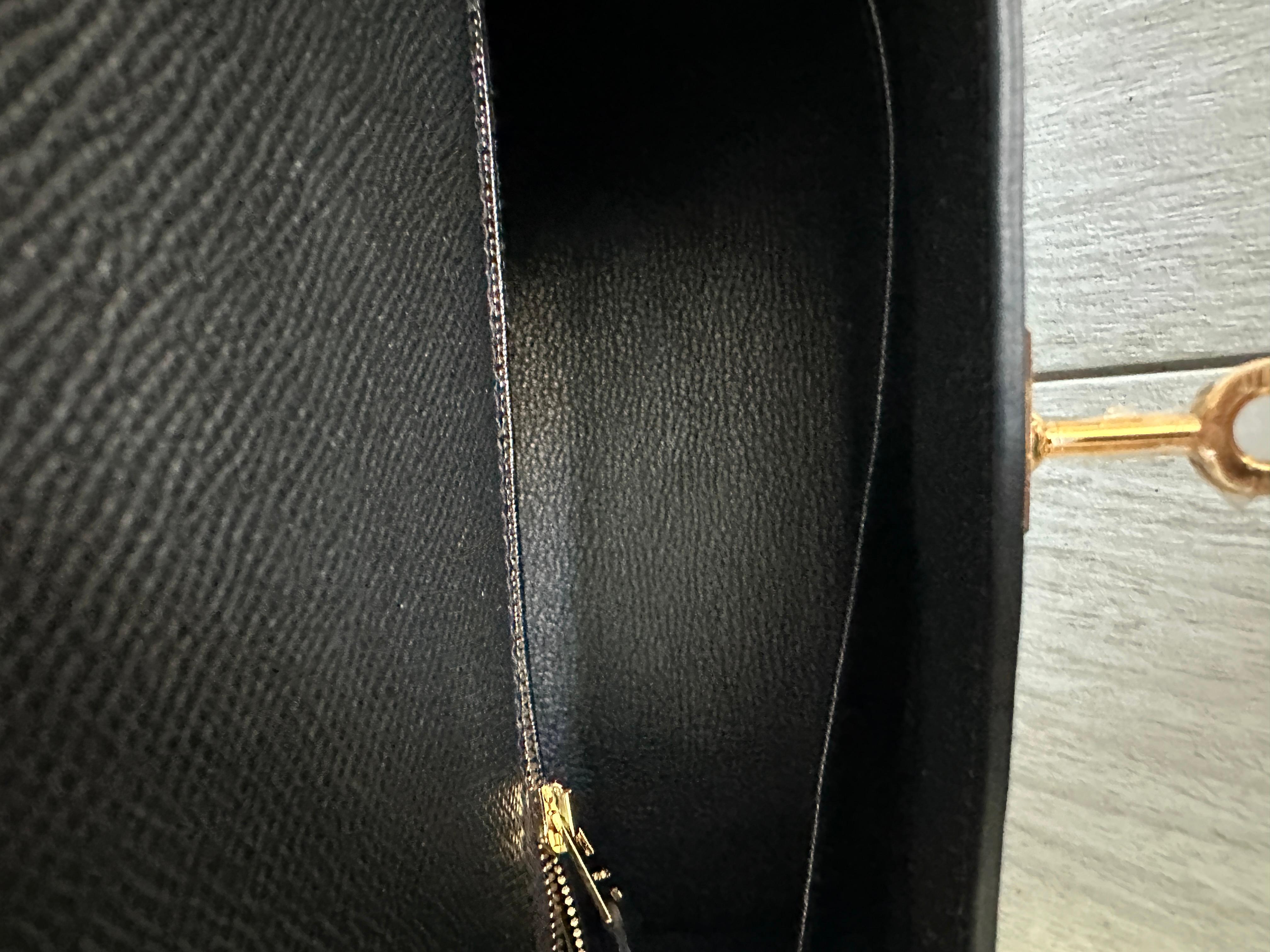 Hermès Kelly Sellier 25 Black Epsom Gold Hardware 7