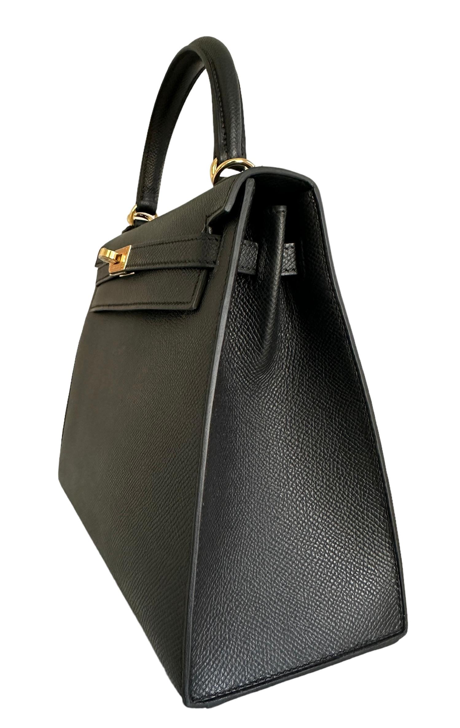 Women's or Men's Hermès Kelly Sellier 25 Black Epsom Gold Hardware