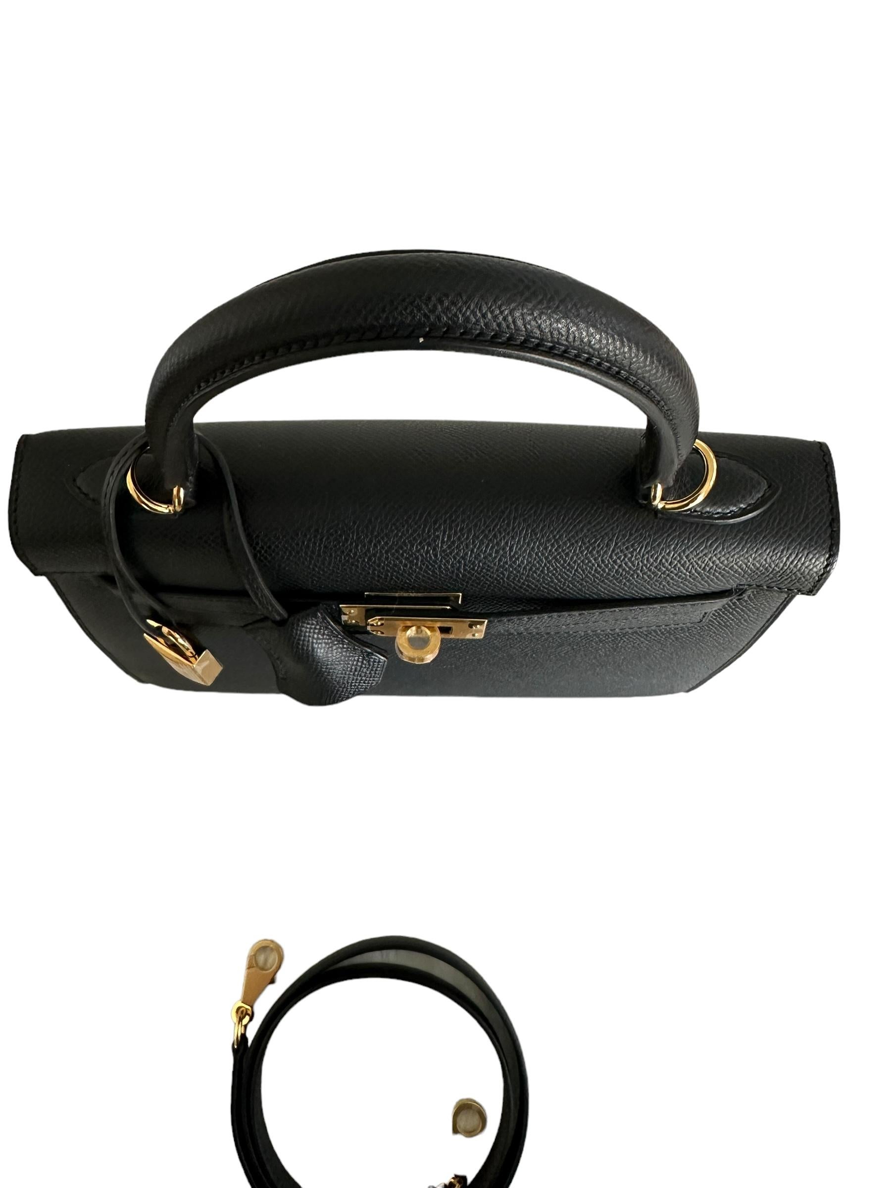 Hermès Kelly Sellier 25 Black Epsom Gold Hardware 4