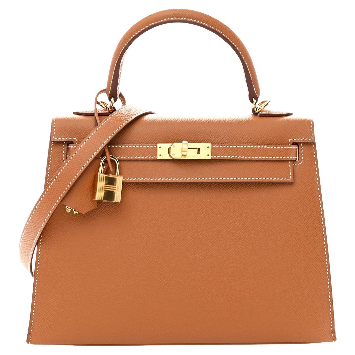 Hermes Kelly Sellier 25 Gold Epsom Leather With Gold Hardware Handbag