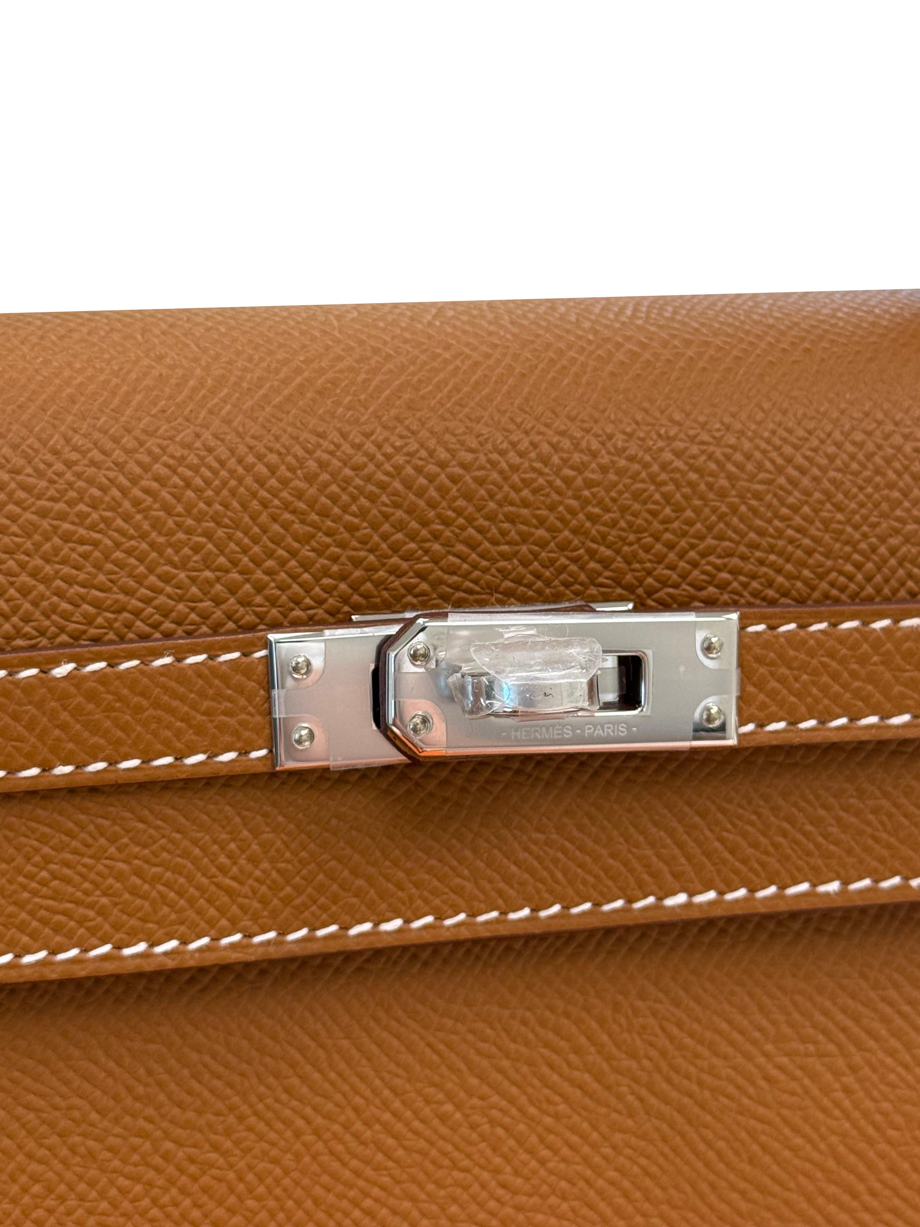 Hermes Kelly Sellier 25 Gold Epsom Leather With Palladium Hardware Handbag For Sale 5