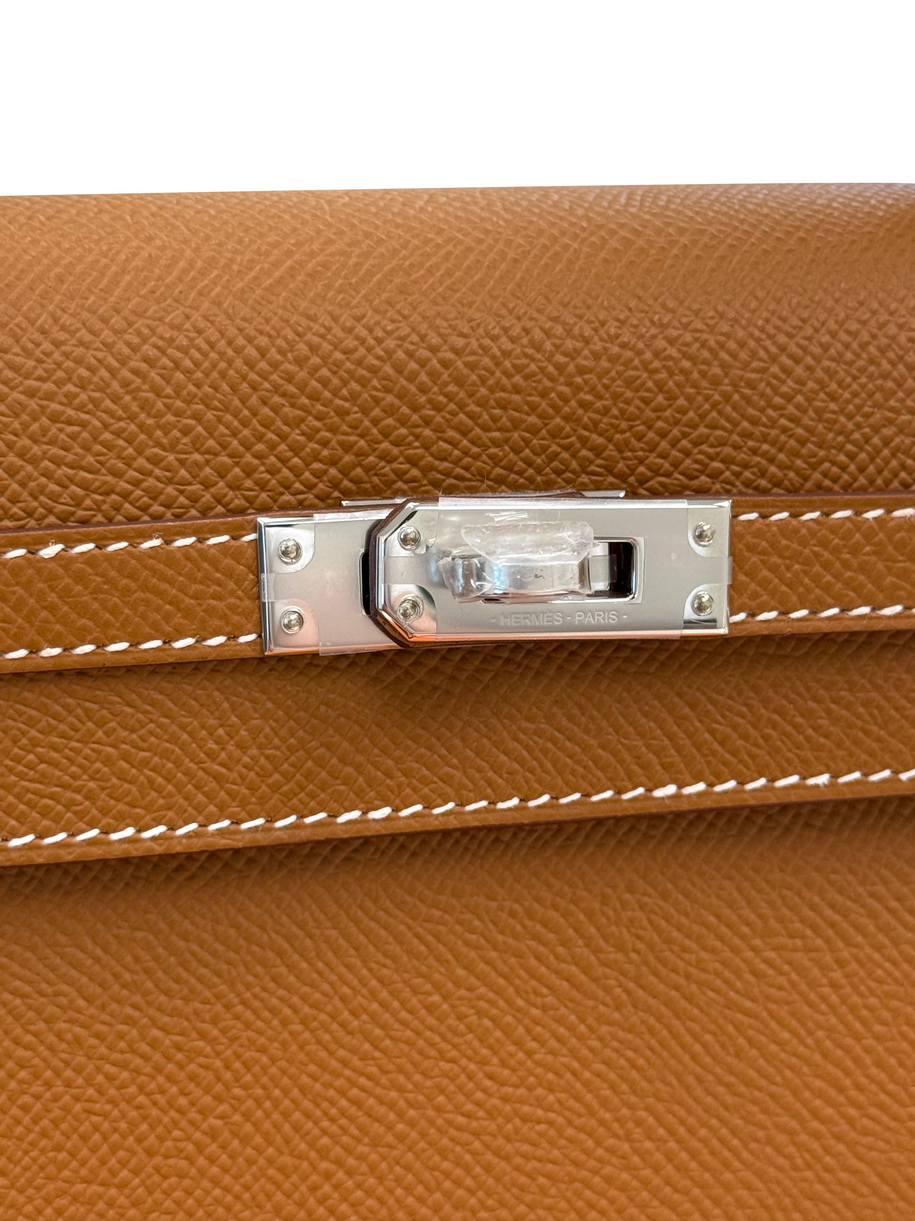 Hermes Kelly Sellier 25 Gold Epsom Leather With Palladium Hardware Handbag For Sale 6