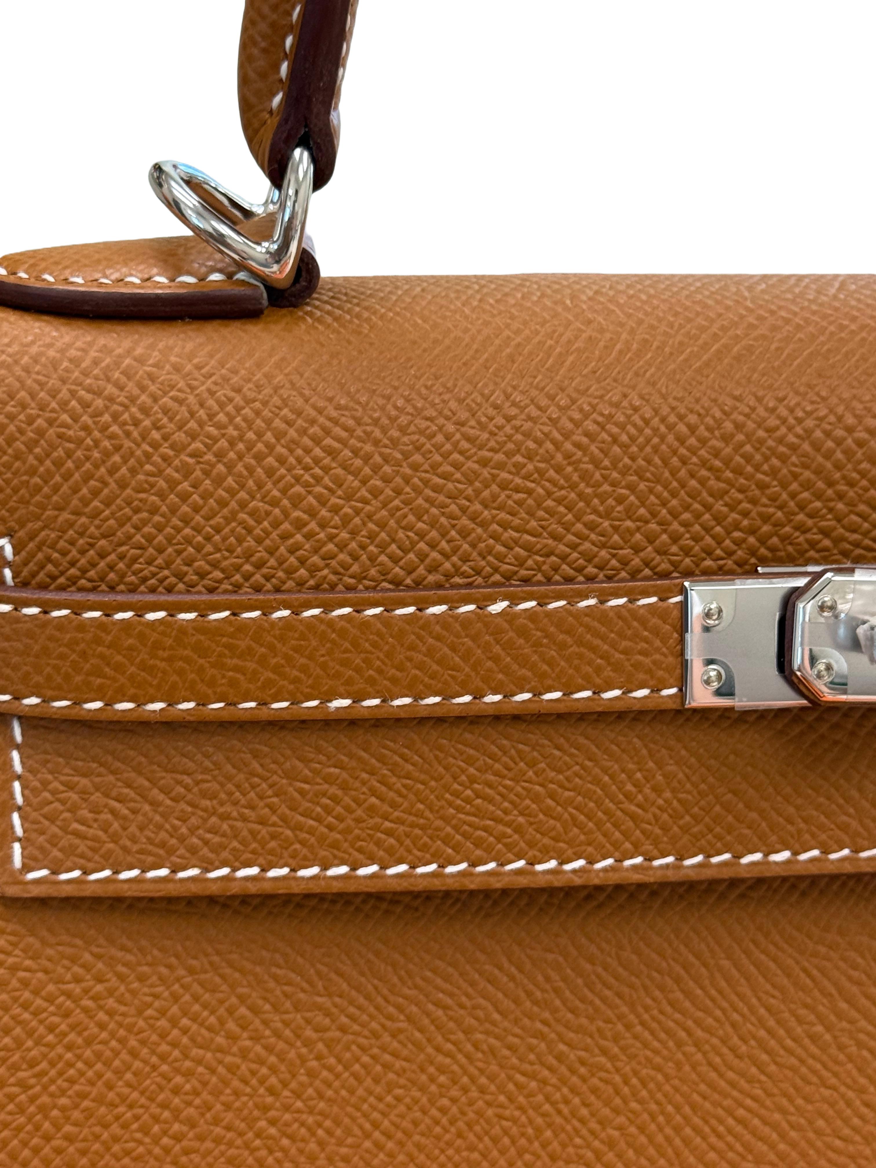Hermes Kelly Sellier 25 Gold Epsom Leather With Palladium Hardware Handbag For Sale 7