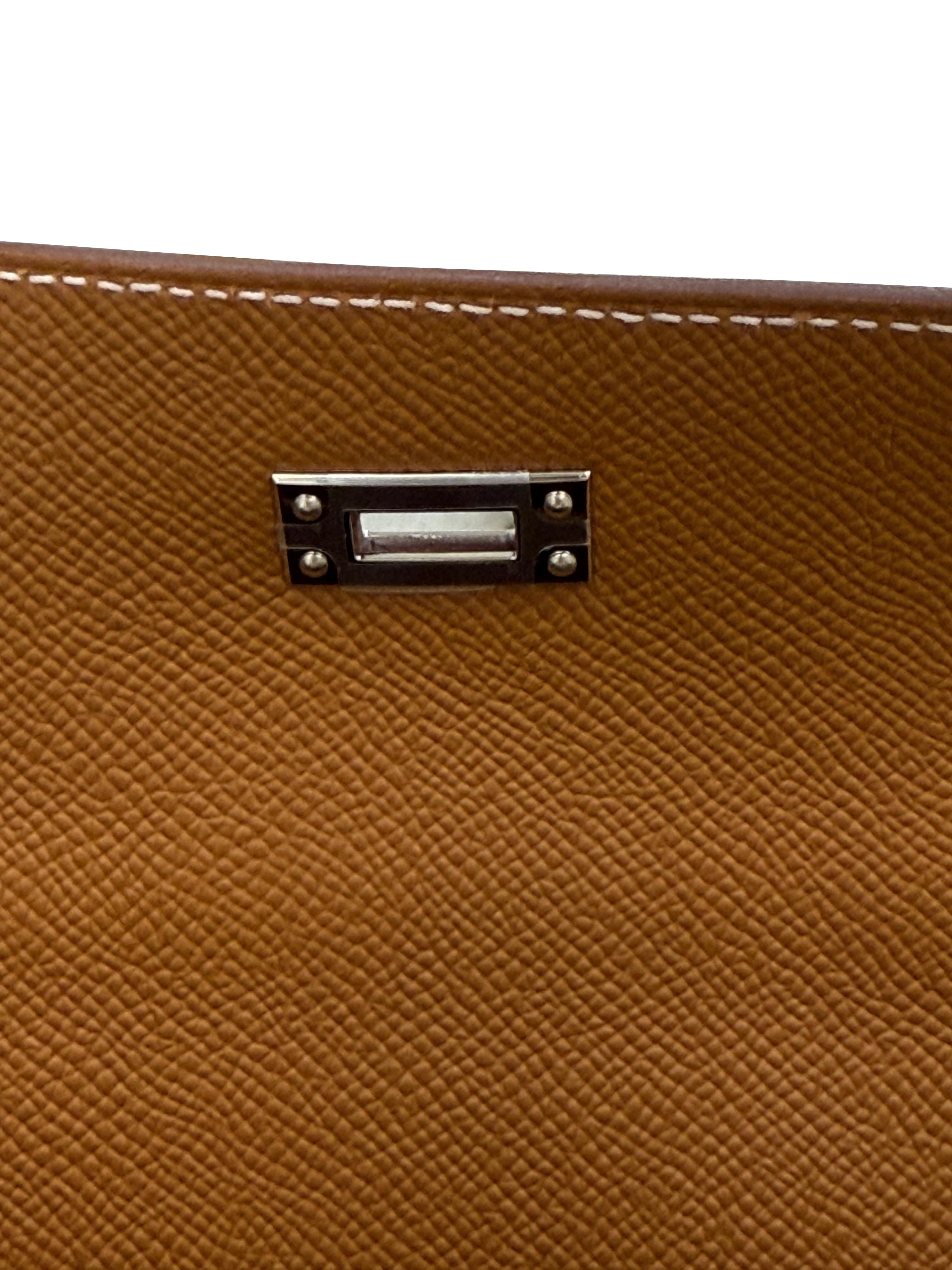 Hermes Kelly Sellier 25 Gold Epsom Leather With Palladium Hardware Handbag For Sale 8